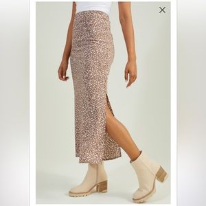Altar’d State Brown Floral Midi Skirt